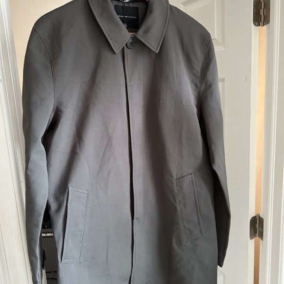 Selected Homme Trench Rain Coat - Men's Medium - Charcoal Gray - New with Tags - Picture 3 of 5